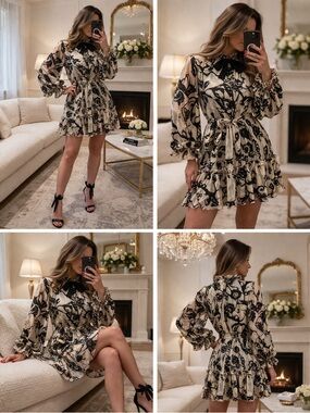 Zimmermann Ladybeetle Mini Dress Size 0 Silk Tie Neck Ruffle $995